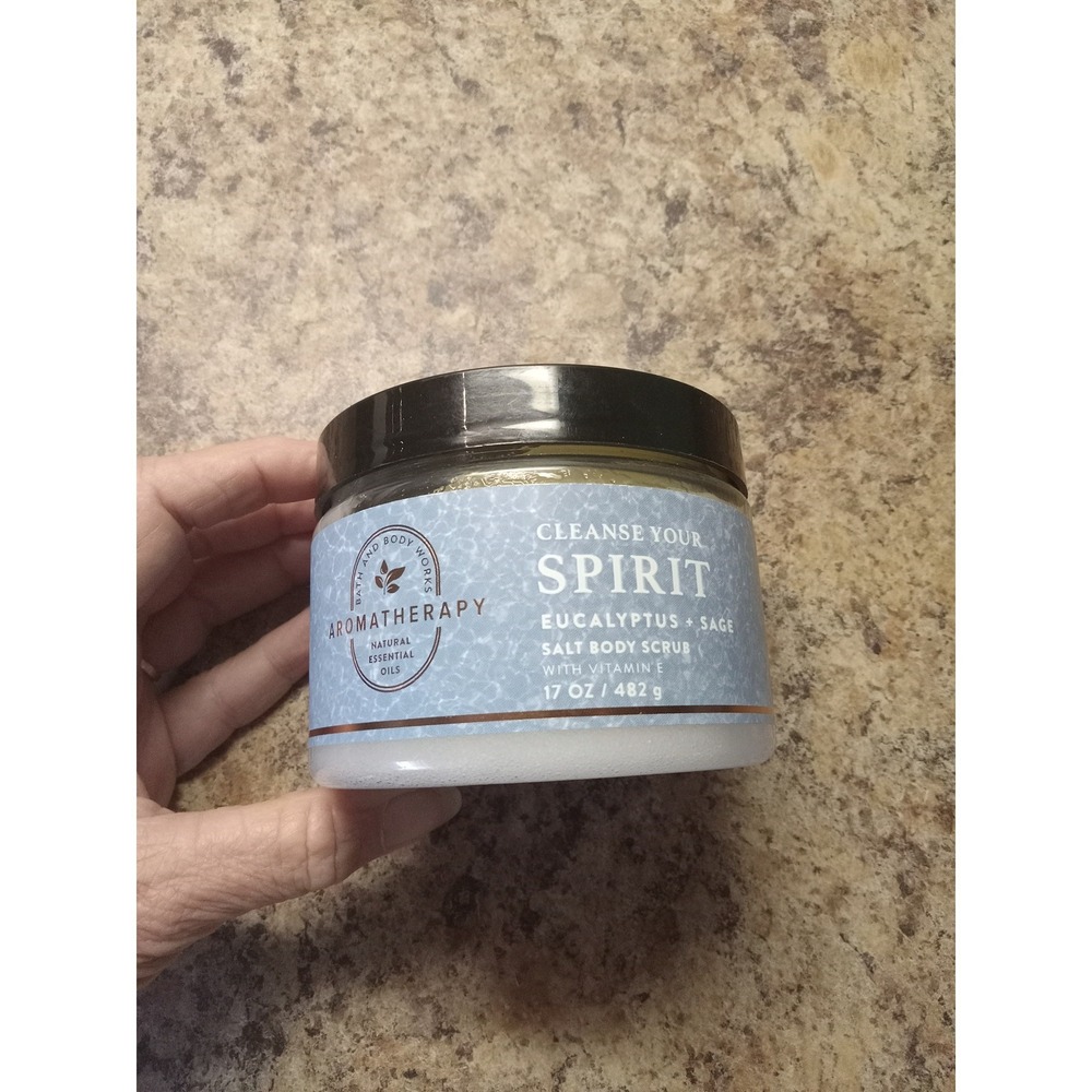 Bath & Body Works Aromatherapy Spirit Eucalyptus Sage Salt Body Scrub 17 oz NEW